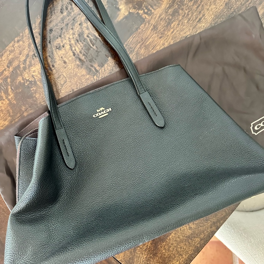 Coach Black Pebbled Leather Tote Bag